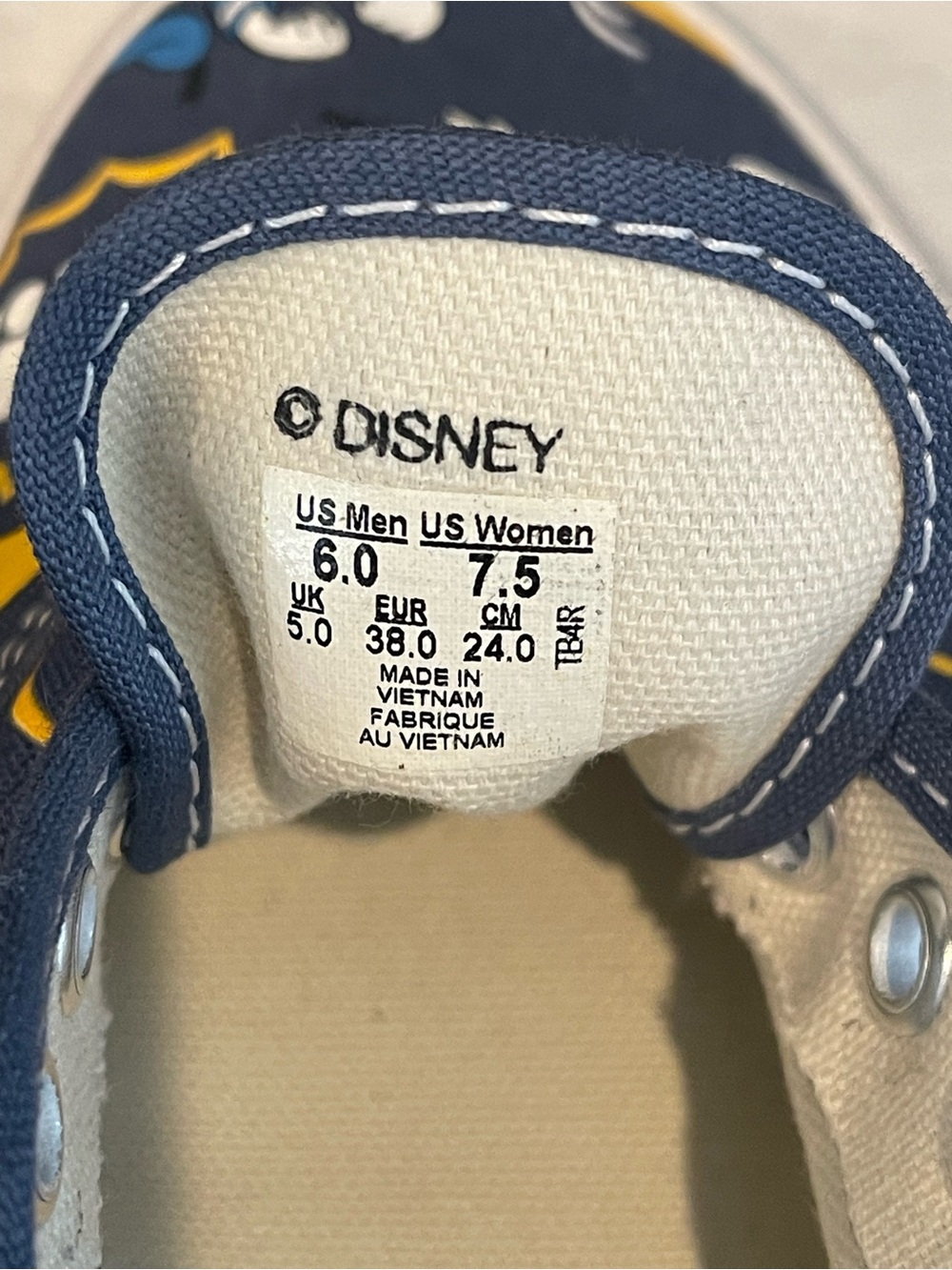 Vans Donald Duck Comic Print Slip-On Sneakers - Navy, Yellow, White, Red - Picture 5 of 7